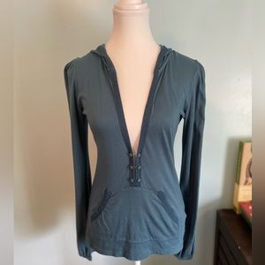 EUC y2k Juicy Couture Hooded Cotton Shirt Blue Small Beach Cover